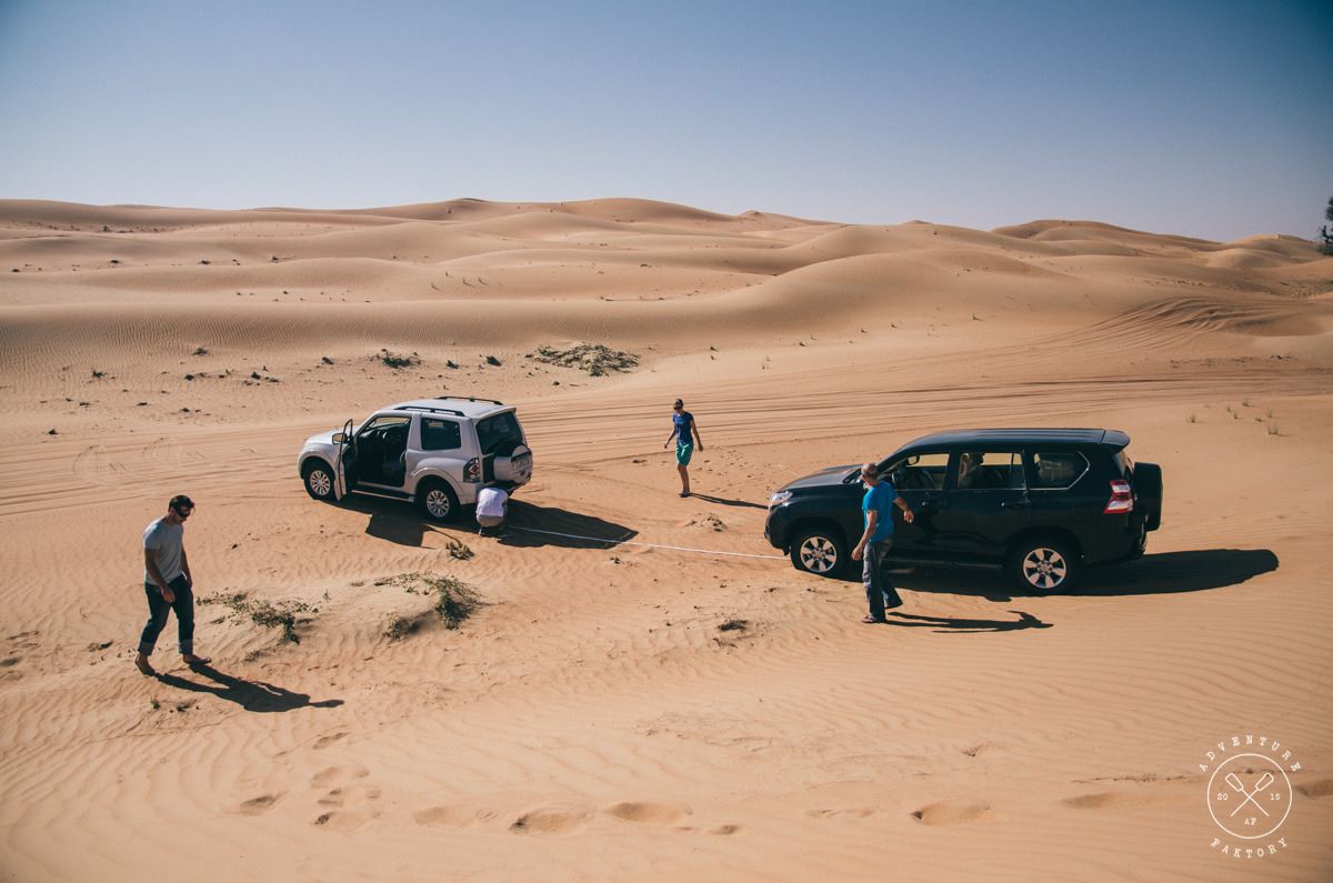 Rule of dune bashing, never go alone, we got out successfully.